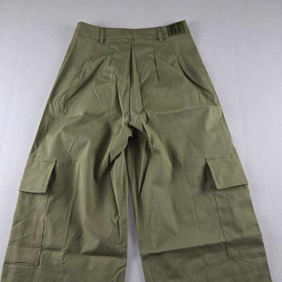 PrettyLittleThing Shape Buckle Cargo Wide Leg Pant Women's Size 4 Khaki Green - Picture 5 of 9